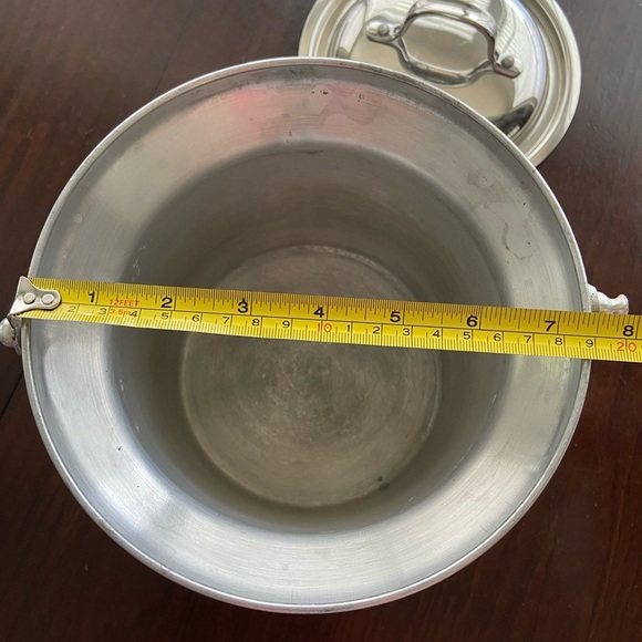 Vintage Italian Silver Tone Metal Insulated Ice Bucket w/ Lid Wood Handle Italy - Picture 8 of 8